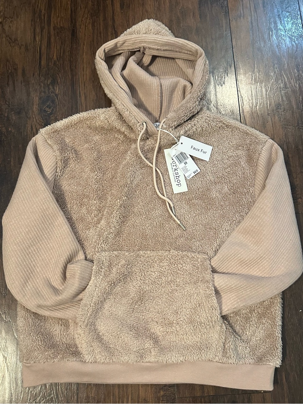 NWT Workshop Republic Blush Pink Cozy Sherpa Hoodie M